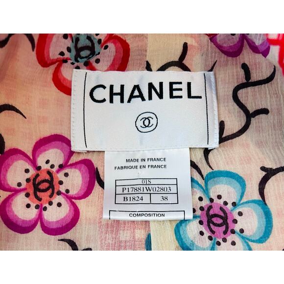 Chanel Red Coral Checkered Jacket Blazer Flower Lining FR 38 US 6 01S - Picture 7 of 13